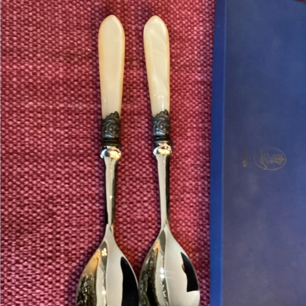 SCOF FRANCE pearled ivory salad servers ( set of 2)